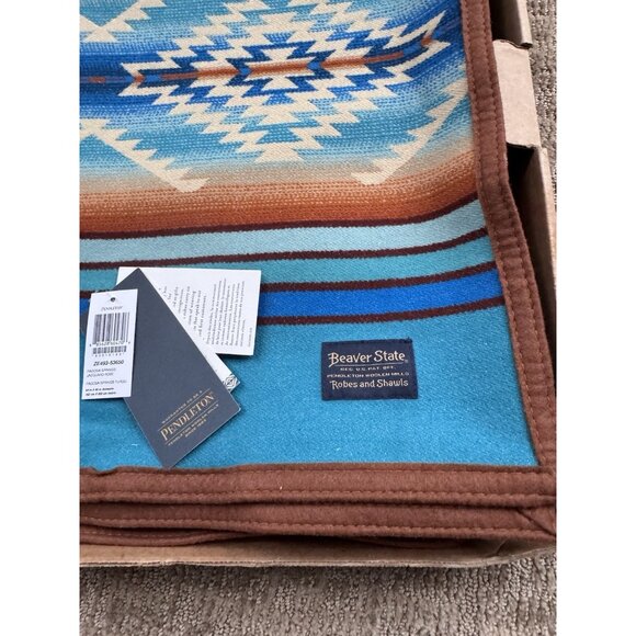 NWT Pendleton Beaver State Pagosa Springs Jacquard Robe Blanket Turquoise Box - Picture 6 of 12